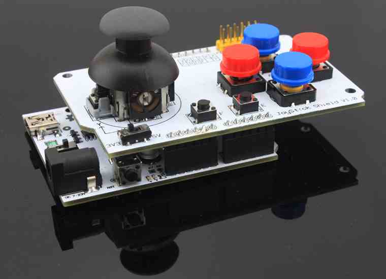 Arduino joystick shield. Courtesy of ElecFreaks.Creative Commons Attribution.