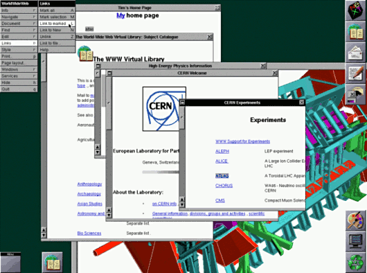 Screenshot of the original NeXT web browser in 1993 (Image: Berners-Lee/CERN)